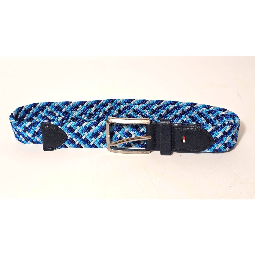 Tommy Hilfiger Denton Elastic Braided Belt Blue Multicolor Size 34
